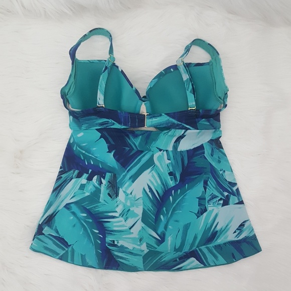 Soma Tropical Palms Green and Blue Tankini Swim - Picture 6 of 6